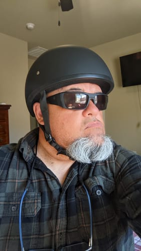 Customer photo review of DOT Approved Daytona Skull Cap Half Shell Motorcycle Helmet - Beanie Style for Motorcycles, Cruisers, Scooters, and Mopeds - Dull Black