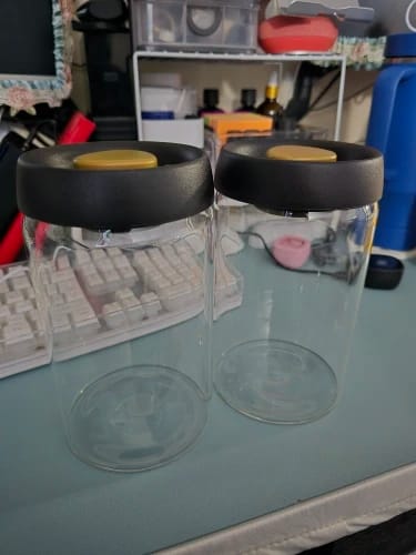 Customer photo review of Vacuum Sealed Glass Coffee Bean Container
