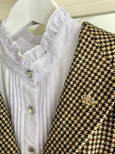 Customer photo review of Cara Ladies Ruffle Neck Equestrian Competition Show Shirt