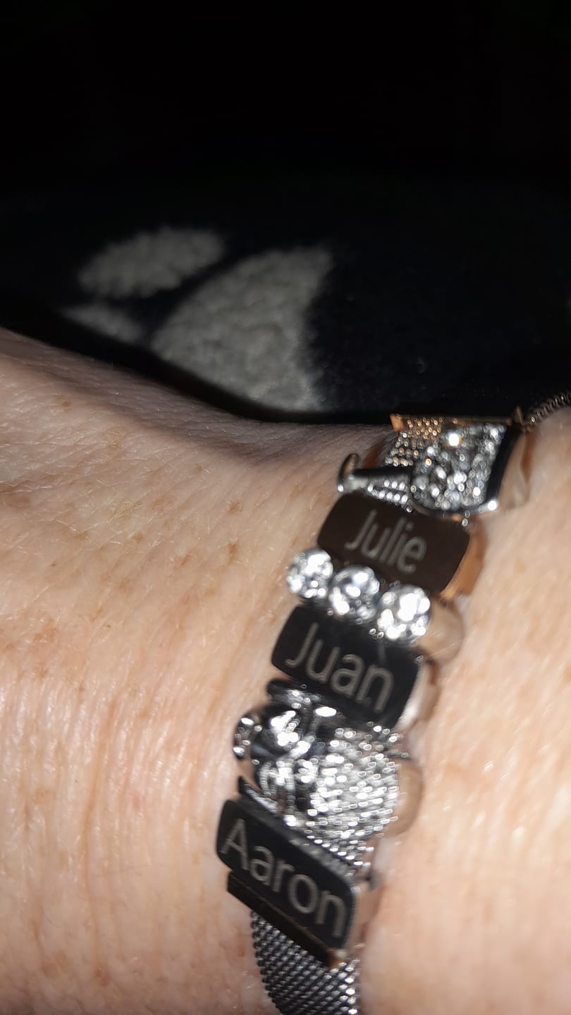 Customer photo review of Mesh charm name silver