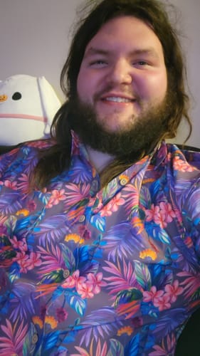 Customer photo review of Super Stretch - Vacation Palms Hawaiian Shirt