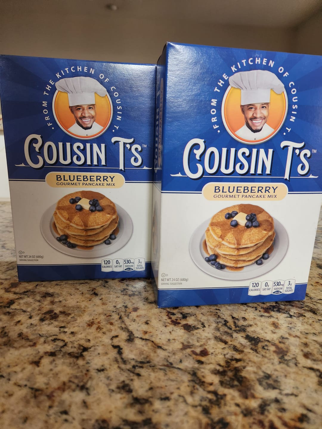 Customer photo review of Cousin T's Gourmet Blueberry Pancake Mix