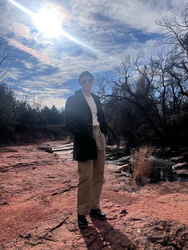 Customer photo review of Vintage Long Sleeve Henley Shirt - Apricot