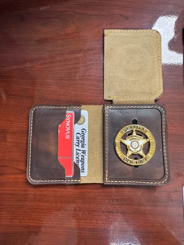 Customer photo review of Minimalist Badge Wallet - Walnut Brown