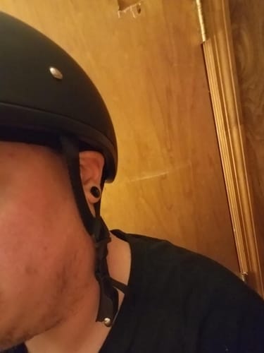 Customer photo review of DOT Approved Daytona Skull Cap Half Shell Motorcycle Helmet - Beanie Style for Motorcycles, Cruisers, Scooters, and Mopeds W/O Visor- Dull Black
