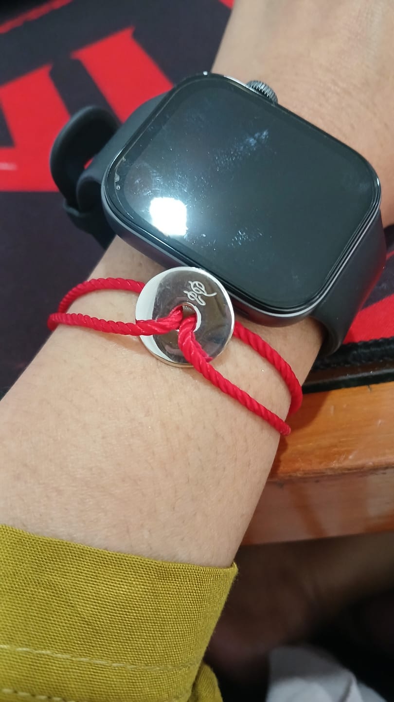 Customer photo review of Lucky Red String Zodiac Coin Bracelet