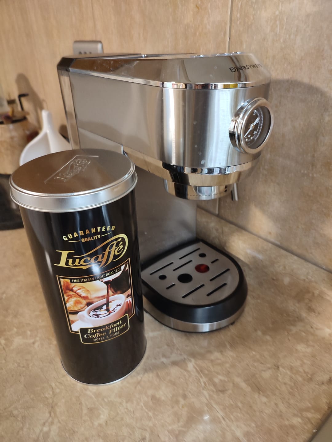 Customer photo review of Lucaffe Breakfast Coffee filter 500 grs Grano Molido