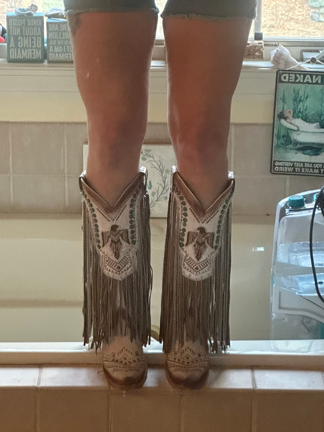Customer photo review of Women's Eagle Fringe Western Boots