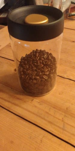 Customer photo review of Vacuum Sealed Glass Coffee Bean Container