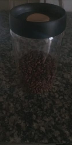 Customer photo review of Vacuum Sealed Glass Coffee Bean Container