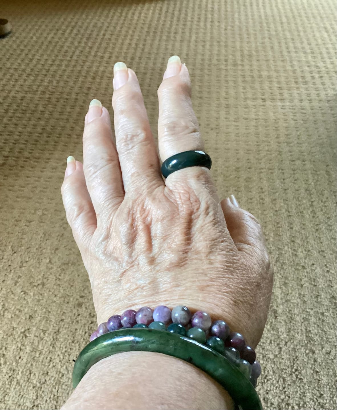 Customer photo review of Slim Greenstone Bangle