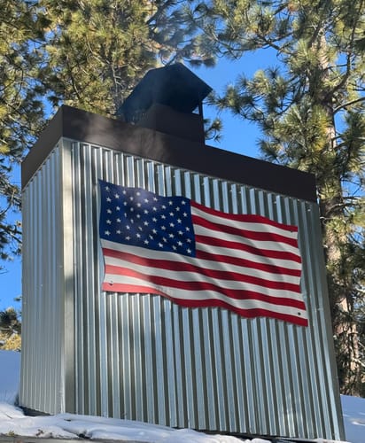 Customer photo review of Large Metal American Flag Waving