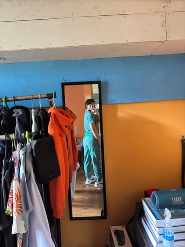 Customer photo review of Zip-Up Polo MoveTech® Scrub Top - Men / Seafoam