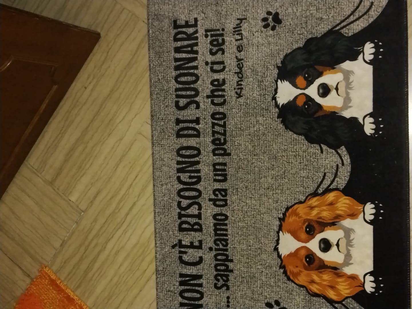 Customer photo review of Non c'è bisogno di suonare - Zerbino personalizzato