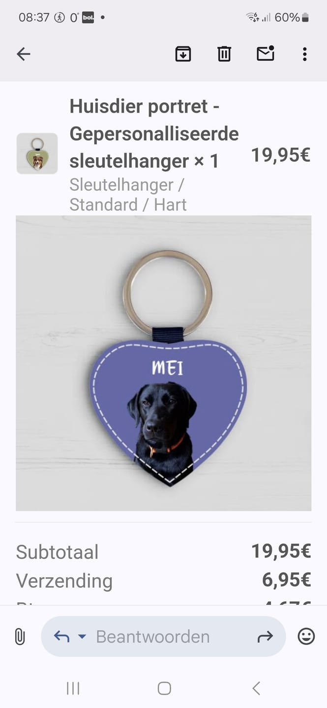 Customer photo review of Huisdier portret - Gepersonalliseerde sleutelhanger