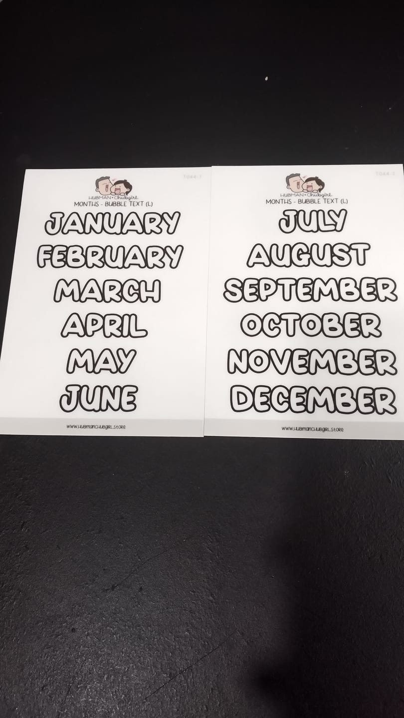 Customer photo review of Months - Bubble Text (L)  - Set of 2 Planner Stickers