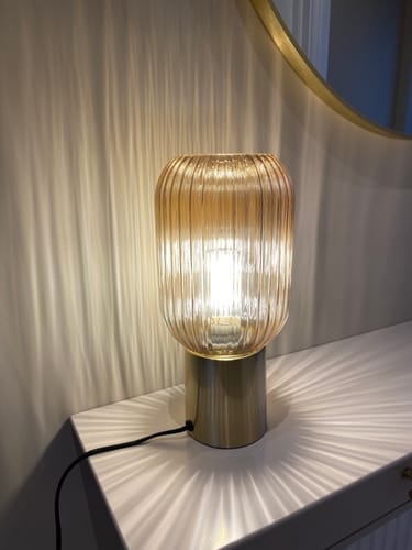 Customer photo review of Galway Crystal Fluted Glass Table Lamp - Amber