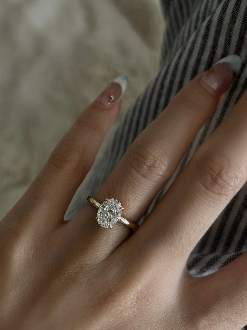 Customer photo review of Moissanite Oval Solitaire Ring