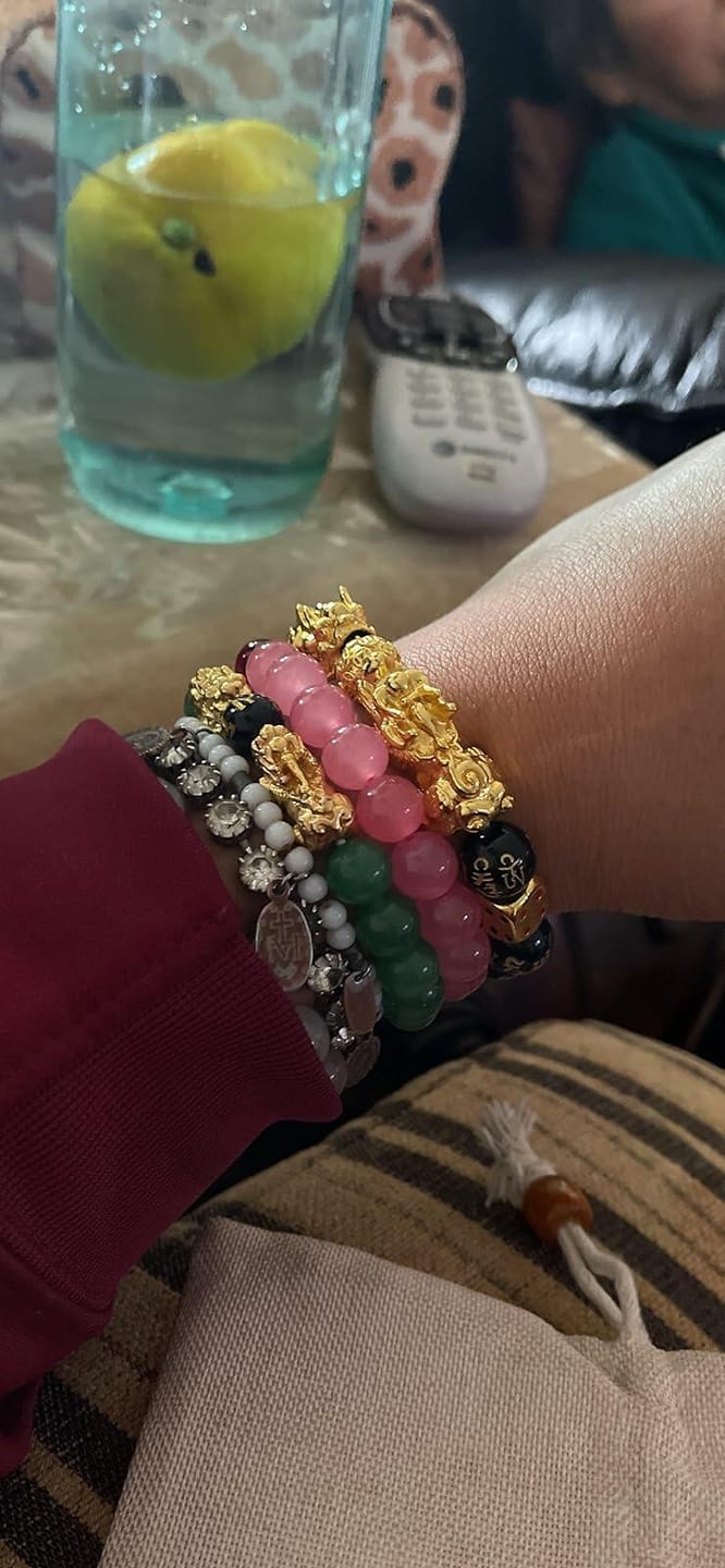 Customer photo review of Feng Shui Double Pixiu Black Obsidian Bracelet - Wealth & Protection
