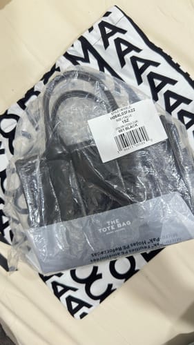 Customer photo review of Marc Jacobs The Shiny Crinkle Leather Mini Tote Bag In Black H064L03FA22
