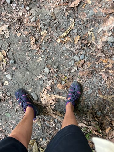 Customer photo review of Marshfield Recycled Sandals Navy/Berry