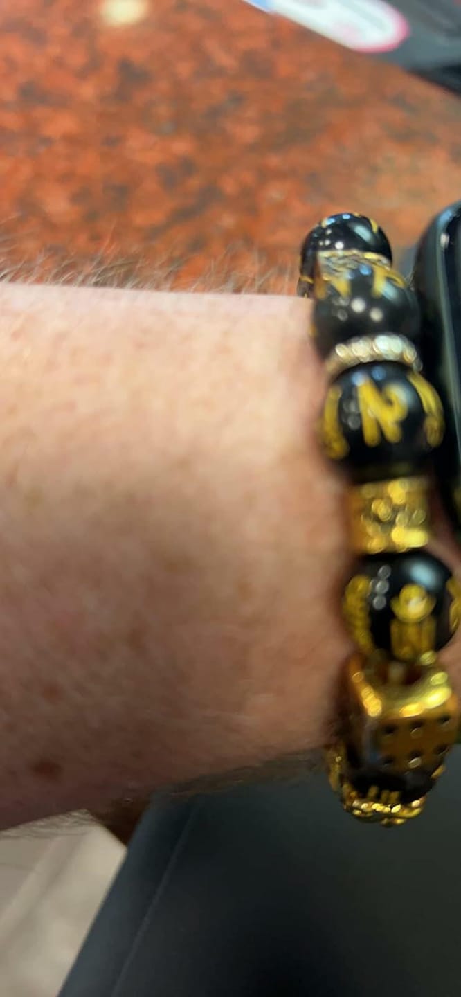 Customer photo review of Feng Shui Double Pixiu Black Obsidian Bracelet - Wealth & Protection