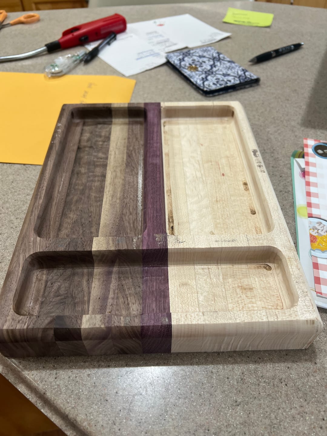 Customer photo review of 11.75x9.0" Three Pocket EDC Tray 24 Acrylic Router Template