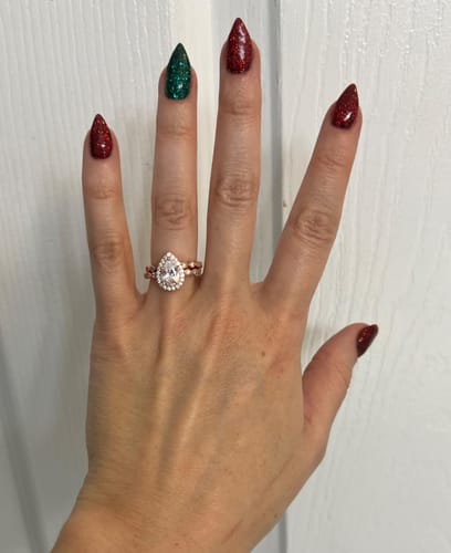 Customer photo review of Sterling Silver Bridal Ring Set