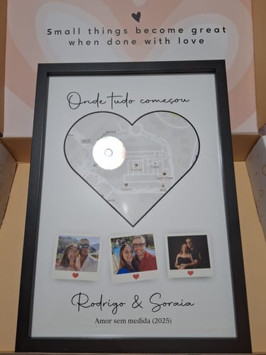 Customer photo review of Quadro Love Location c/ 3 Polaroids & Mapa Personalizado