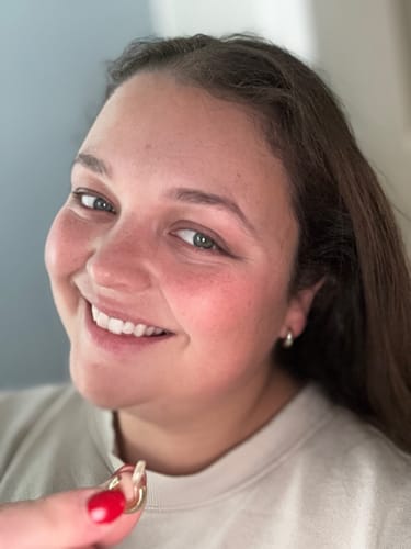 Customer photo review of Simple Huggie Clip On Earrings in Gold