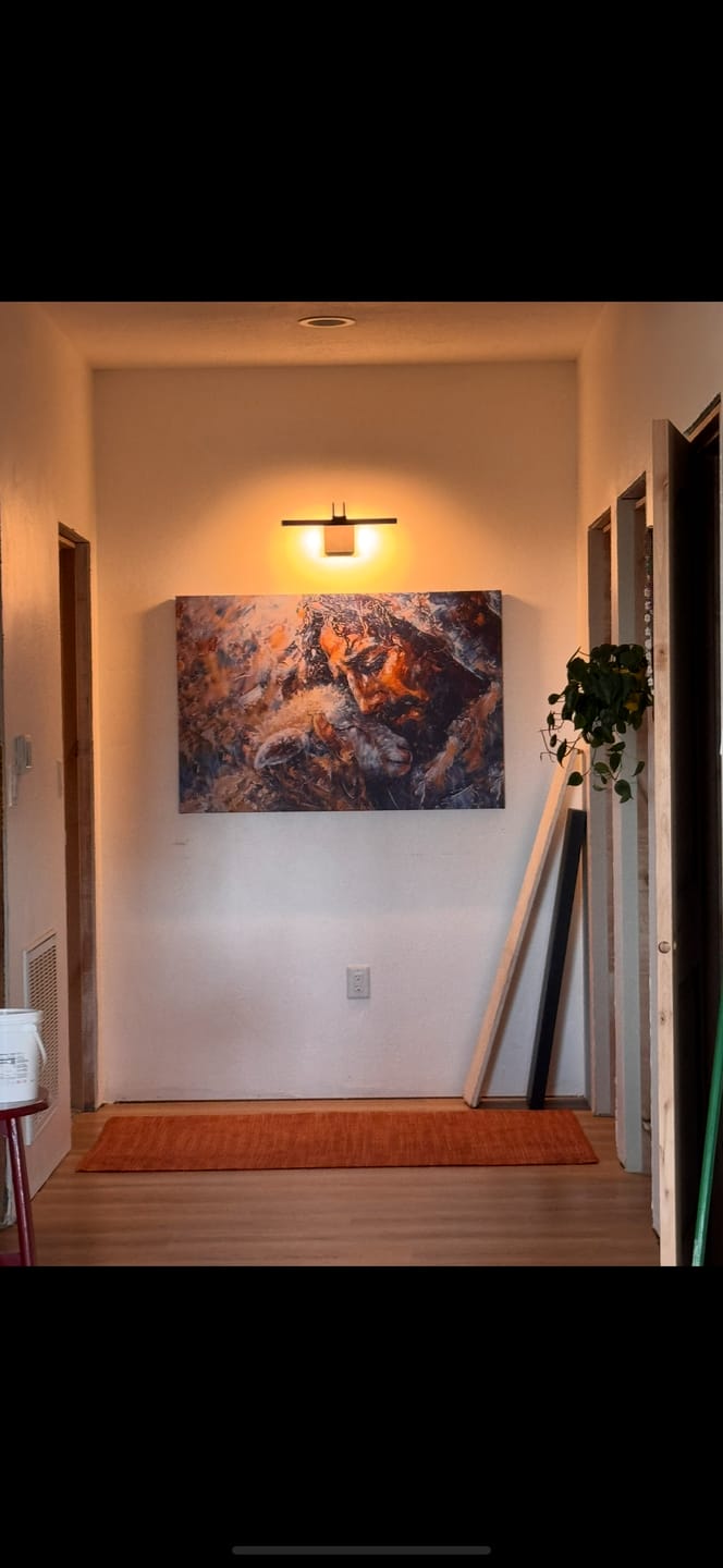 Customer photo review of Abstract Painting of Jesus and Lost Lamb Wall Art Canvas