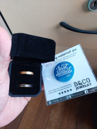 Customer photo review of Ithaki Code Black Wedding Rings
