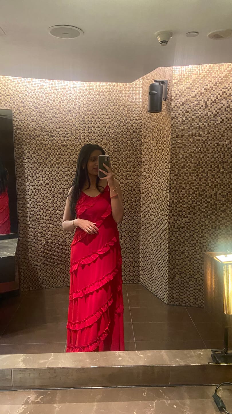 Customer photo review of Atrani Ruffled Maxi Dress