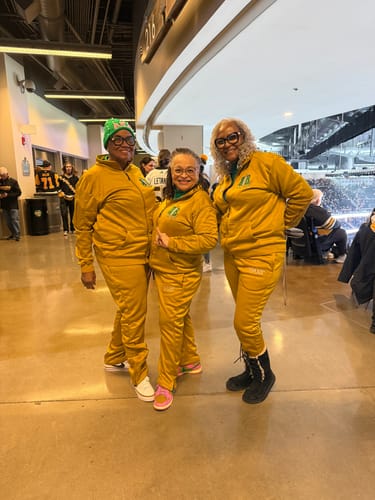 Customer photo review of AKA Gold Track pants