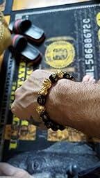 Customer photo review of NCVM EXTRA THICK Gold Plating Pixiu Black Obsidian Bracelet -Wealth & Protection