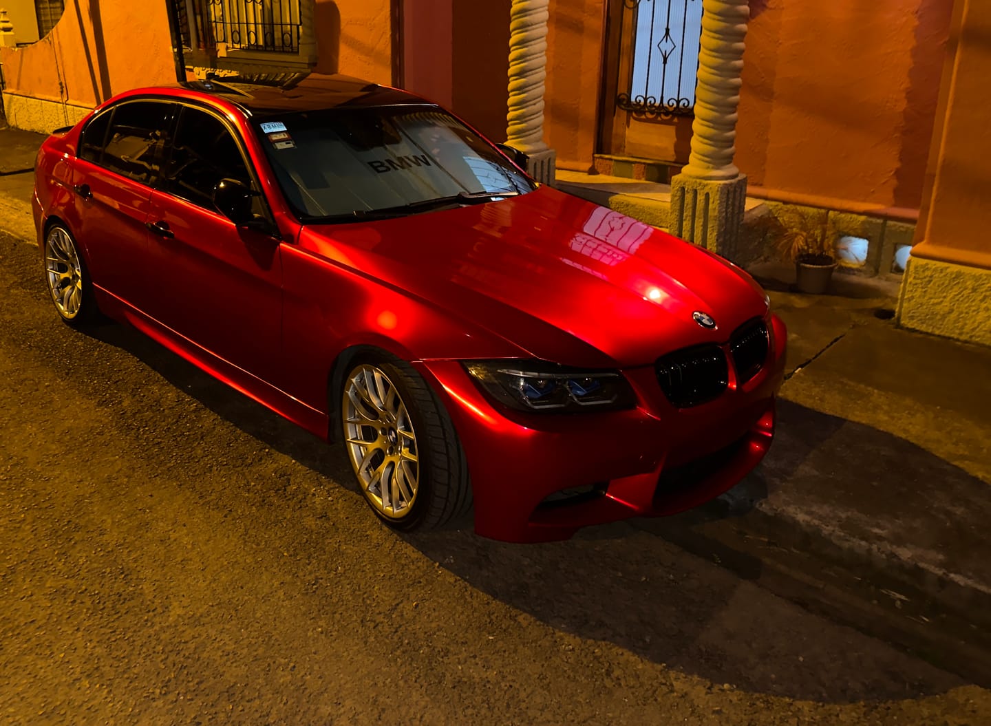 Customer photo review of Glossy Metallic Vampire Red Vinyl Wrap