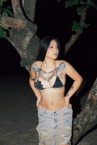 Customer photo review of BUTTERFLY BIKINI SET (BLACK DENIM)