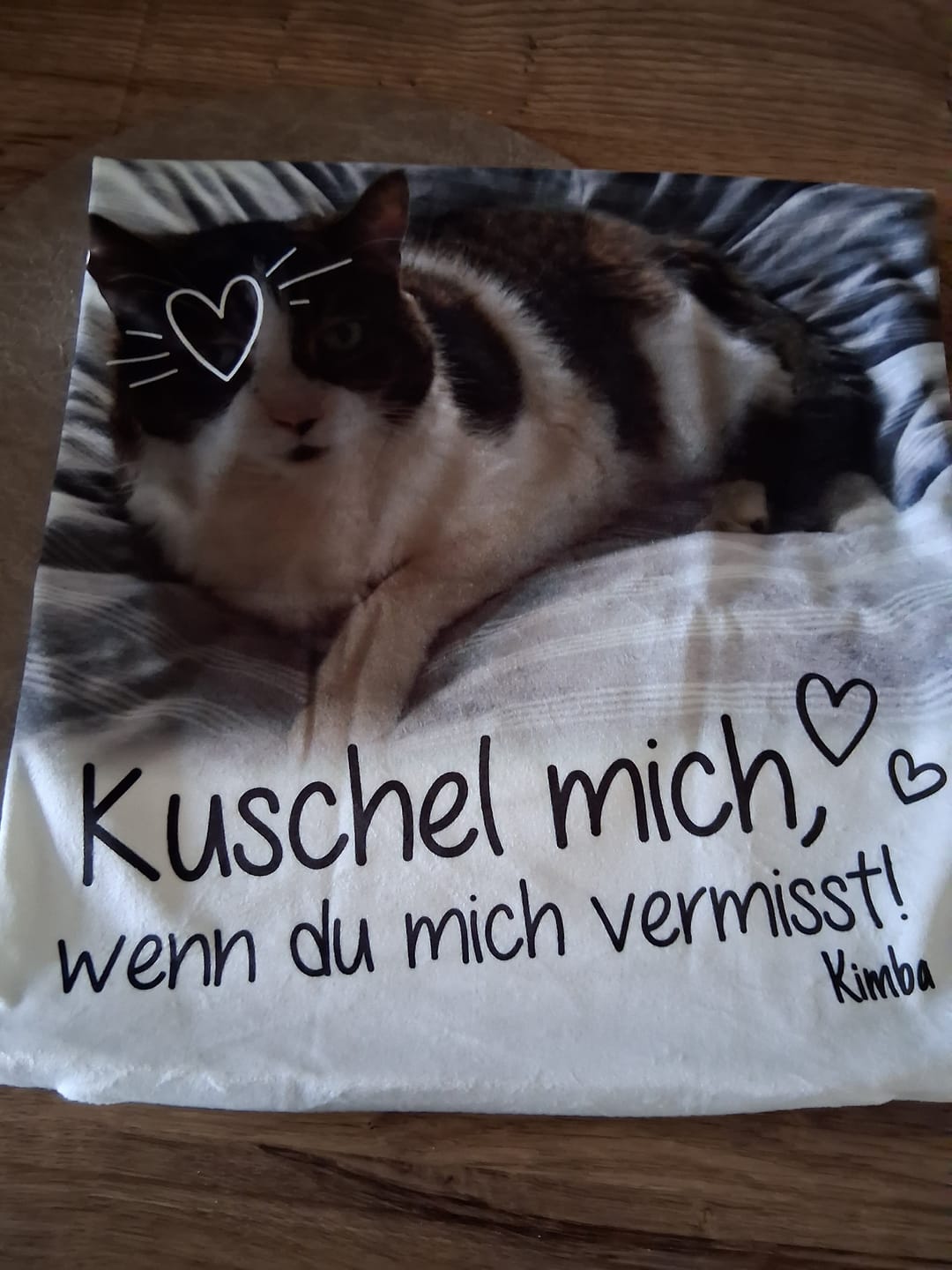 Customer photo review of Kuschel mich, wenn du mich vermisst - Individuelles Kissen