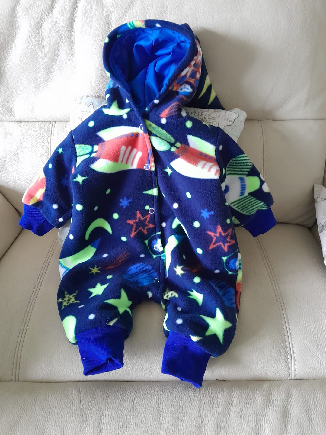 Customer photo review of Rockets in Outer Space Anti Pill Polar Fleece Fabric