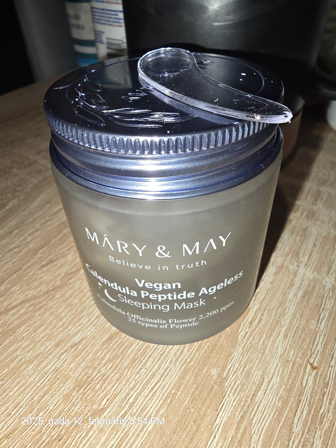 Customer photo review of Pretvecuma miega maska Mary&May Calendula Peptide Ageless Sleeping Mask