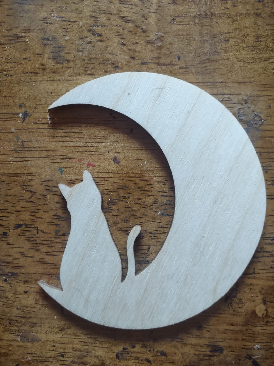 Customer photo review of Unfinished Wood Cat and Moon Silhouette Shape - Craft - up to 46"