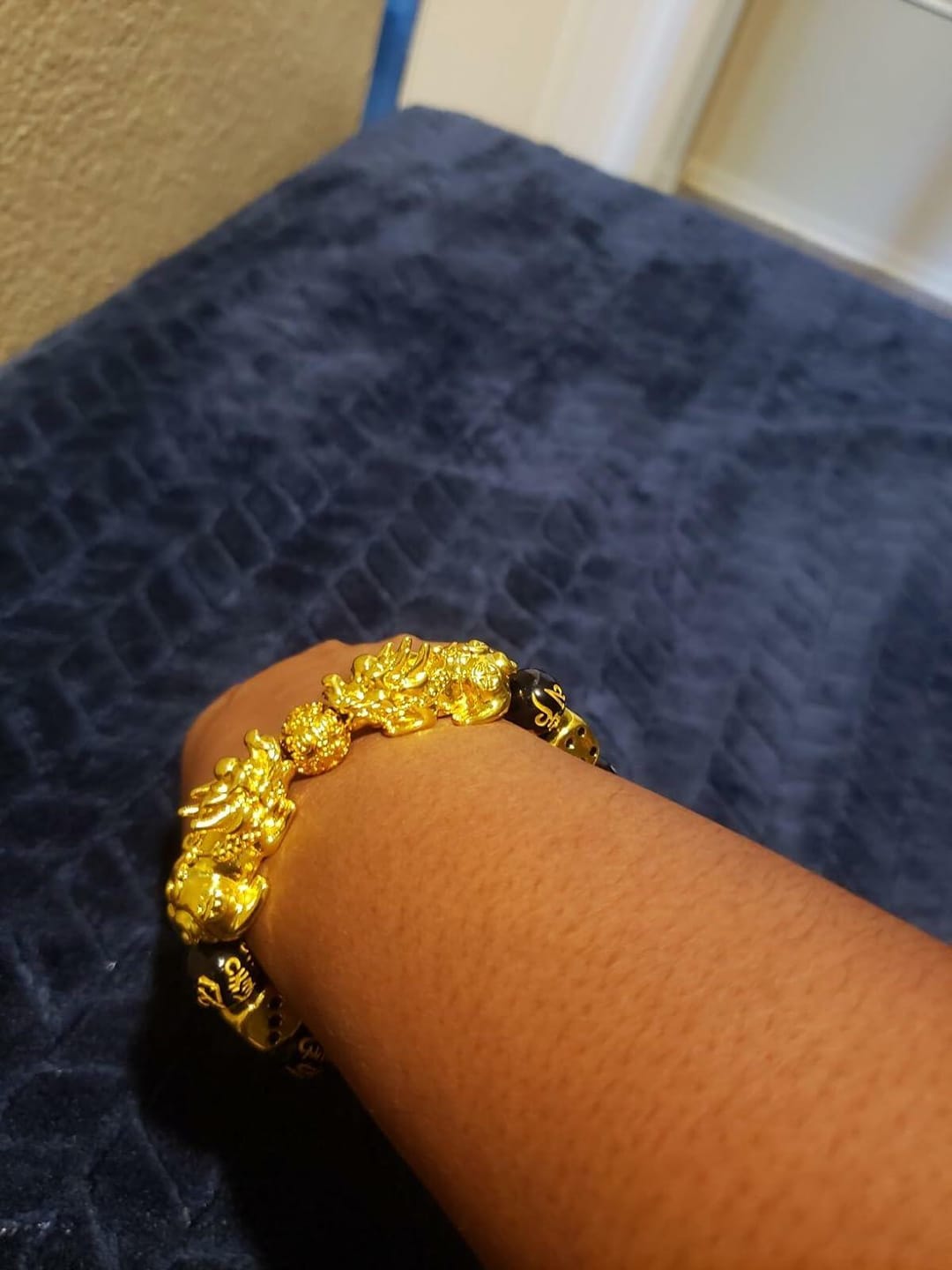 Customer photo review of Feng Shui Double Pixiu Black Obsidian Bracelet - Wealth & Protection