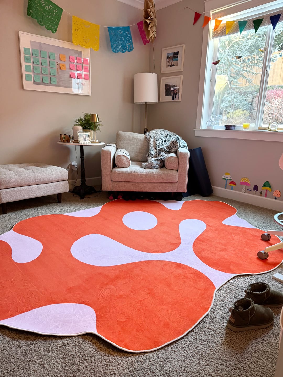 Customer photo review of Johann Banta Irregular Orange Moss Design Rug
