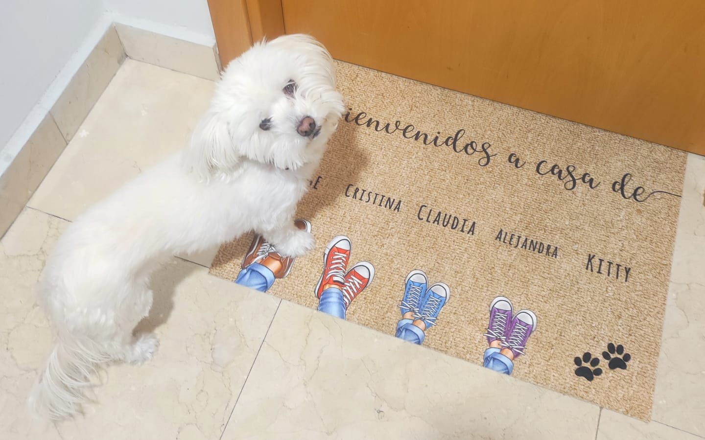 Customer photo review of Zapatos y patas - Felpudo personalizado
