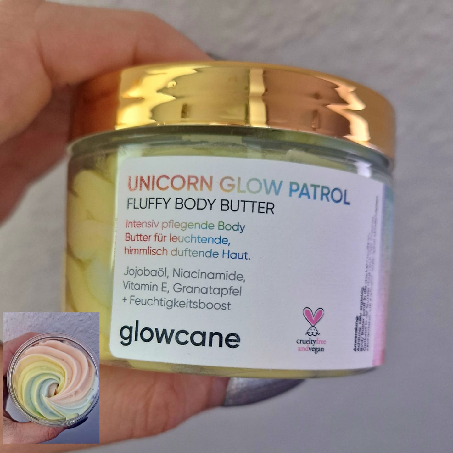 Customer photo review of Unicorn Glow Patrol Fluffy Body Butter