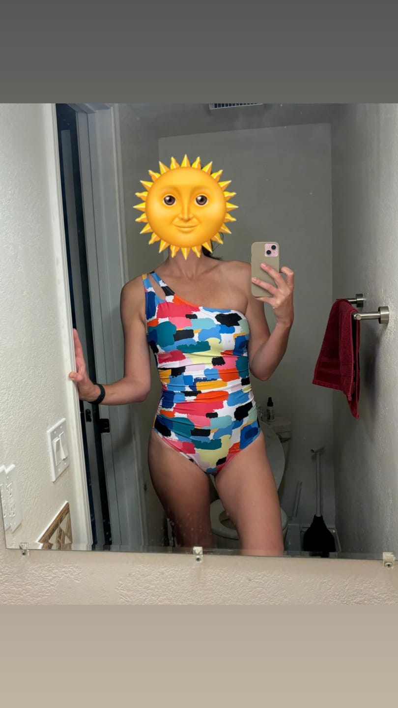 Customer photo review of Emoswimsuit - One Shoulder One Piece Swimsuit for Women Tummy Control Bathing Suits