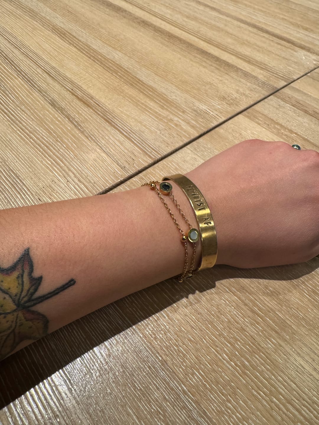 Customer photo review of Onyx & White Stone Bracelet