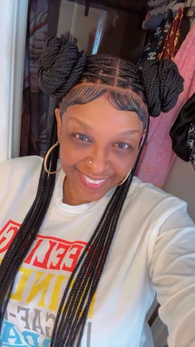 Customer photo review of HD Knotless Braid Wig, Human Hair, HD Full Lace, Black, Glueless - Shade