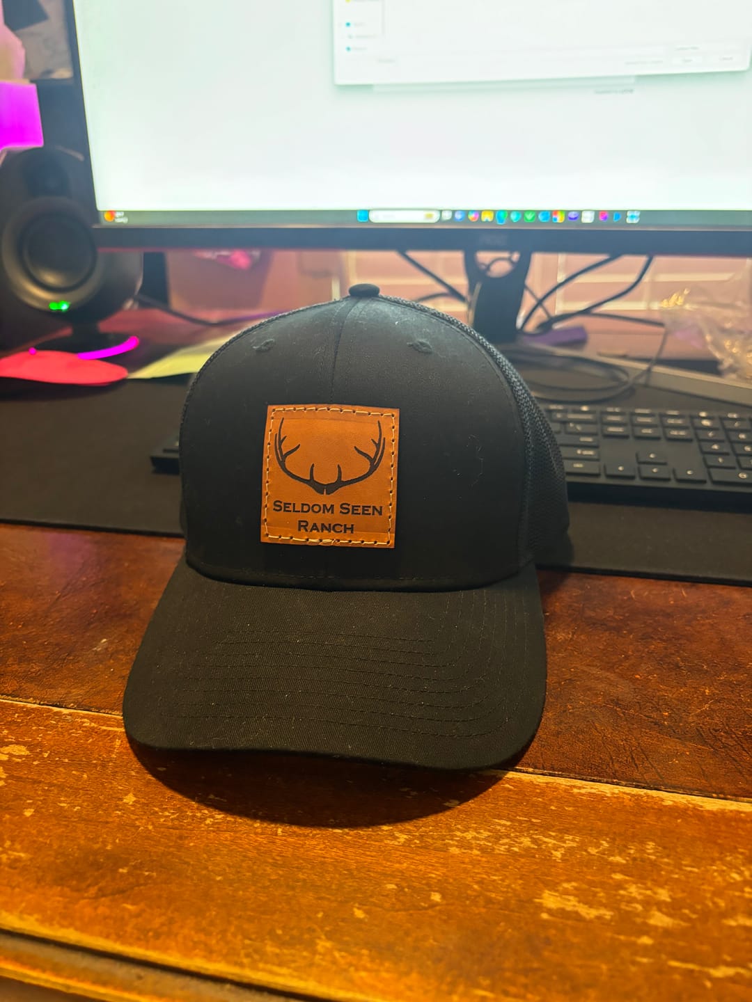 Customer photo review of Traditional Trucker 112 - Custom Leather Patch Hat