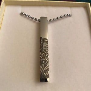 Customer photo review of Custom Fingerprint or Signature 3D Bar Necklace for Men